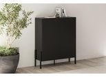 Kommode Otto Home "Jukon, Breite 110 Cm, Moderne Grifflose Hochschrank, 2TüRen", Schwarz, B:110Cm H:135Cm T:40Cm, Sideboards, Kommode, Highboard Mit Viel Stauraum, Push-To-Open-Funktion