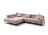 Ecksofa Delia Pink Cord Relaxfunktion