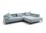 Ecksofa Delia Hellblau Cord Relaxfunktion
