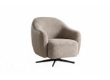 Drehsessel Britto Taupe Bouclé, Kunstleder Drehbar (360°)