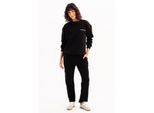 Justever Damen-Sweatshirt Mit Rundhalsausschnitt, Stickerei, GefüTtert Mit Fleece-Innenseite, Schwarz - Rigil