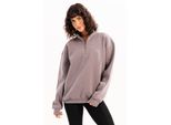 Justever Oversize Fit Stehkragen HalbreißVerschluss Graues Damen-Sweatshirt - Cass