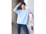 Justever Rundhals-Sweatshirt Mit Basic-Muster, Blau, Damen - Aura