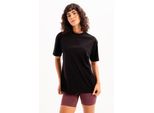 Justever Damen-T-Shirt Aus 100 % Baumwolle, Oversize-Passform, Rundhalsausschnitt, Schwarz – Halo