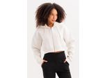 Justever Crop-Hoodie Mit ReißVerschluss, KäNgurutasche Und ErhöHtem Saum, Ecru, Damen-Sweatshirt - Lumen