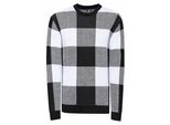Schwerer Karo Kontrast Grobstrick Pullover
