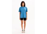Justever Damen-T-Shirt Aus 100 % Baumwolle, Oversize-Passform, Rundhalsausschnitt, Blau - Halo