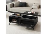 Schwarze, hochglanzende Wohnzimmertisch, stilvolle Sideboard, multifunktionale, in Höhe verstellbare Wohnzimmertisch, klappbare Esszimmer-/Wohnzimmermöbel, 110 x 50 x 48 cm (L x B x H)