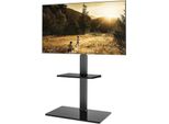 Fahrrad- und TV-Ständer für 32-60 Zoll Flachbildschirm 70° drehbar & 8 Höhenverstellbar mit Flachbrett für ebene & gekrümmte Bildschirme bis max. 600x400mm schwarz