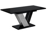 Esstisch Ausziehbar 120 -160X80X75 Cm - Black Gloss / Stone - Clasi