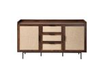 Sideboard Im Nussbaumdekor, 2 TüRen, 3 Schubladen Mit Fronten Aus Stoff 140/39,5/79 Cm