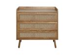 Kommode Mit 3 Schubladen Und Fronten Aus NatüRlichem Rattan - Palmo 80/39/79 Cm