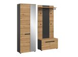 Garderobe Canu 3-Teilig Eiche, Grau