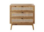 Kommode Mit 3 Schubladen, Rattanfronten Und HolzfüßEn 80/39/79 Cm