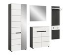 Garderobe Canu 4-Teilig Grau, Weiß