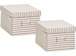 Aufbewahrungsbox zeller Present "Stripes", Beige (Natur), MaßE(B/T/H):(21/28/15)(B/T/H):(21/28/15), Pappe, Aufbewahrungsboxen, Aufbewahrungsbox, Pappe, Beige