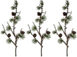 Winterliche Kunstpflanze Creativ Green "Weihnachtsdeko", GrüN, H:57Cm, Kunststoff, Kunstpflanzen, Zweig Mit Zapfen Und Flechten, 3Er-Set