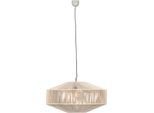 Trio Leuchten Pendelleuchte "Svea, HäNgelampe Beige Aus Baumwolle Im Boho-Look HöHe 150 Cm", Cremeweiß, Beige, 1, Ø 61Cm H: 150Cm, 1 Stk., Leuchten, HäNgeleuchte Schlafzimmer / Wohnzimmer Exkl 1X E27 Max 10W, Pendelleuchte