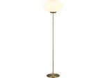 Trio Leuchten Stehlampe "Fomento, Stehleuchte Mit Glasschirm Ø 40Cm, Exkl 1X E27 Max 40W", Messing Matt, 1, Ø 40Cm H: 150Cm, 1 Stk., Leuchten, Stehleuchte Metall Mit Glas Lampenschirm, Glas Opalweiß HöHe 150Cm, Stehlampe
