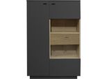 Highboard MÄUsbacher, Schwarz (Anthrazit Matt Lack Nb, Eiche Massiv Geschruppt), B:103Cm H:151Cm T:45Cm, Holzwerkstoff, Sideboards, Highboard, B/H/T: 103X151X45, Inkl. Beleuchtung