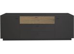 Lowboard MÄUsbacher, Anthrazit Matt Lack Nb, Eiche Massiv Geschruppt, B:207Cm H:72Cm T:45Cm, Holzwerkstoff, Sideboards, Lowboard, B/H/T: 207X72X45, Inkl. Beleuchtung