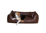 Tierlando ® Orthopädisches Hundebett Maddox Kunstleder Hundesofa Mittelgroß Große Hunde Hundesofa XL XXL braun 1,5 m, 25 cm, 1 m