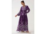 Bedrucktes Langarm-Viskose-Maxi-Kleid