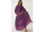 Bedrucktes V-Ausschnitt Maxikleid Mit KnöPfen