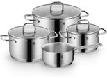 Topf-Set Wmf "Inspiration Induktion, Kochtopf Set Mit Glasdeckel", Silber (Edelstahlfarben), TöPfe, FüR Alle Herdarten Geeignet, Unbeschichtet, Pflegeleicht, Robust