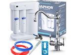 Wasserfilter Set Morion mit 3-Wege Küchenarmatur Ari Retro 2, Umkehrosmose, Chrom, Wasserfilter-Anschluss