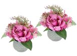 Kunstblume I.Ge.A. "Arrangement Rose Und Hortensie Im Topf 2Er Set", Burgund, B:19Cm H:20Cm T:19Cm, Polyester, Kunstpflanzen, Blumengesteck KüNstlich Dekoblume Hochzeitsdeko Kunstpflanze Blume