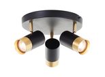 Brilliant Deckenstrahler "Vigolo", Sand Schwarz, Matt Goldfarben, 3, H: 15Cm, 1 Stk., Leuchten, GU10, 350Lm, 3000K, Dimmbar, Schwarz Gold, Deckenstrahler