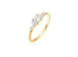 Verlobungsring Elli Premium "Verlobung Zirkonia Dreieck Funkelnd 925 Silber" Gr. 58, Gold, Fingerringe, Damen, 58Mm, Silber 925 (Sterlingsilber), 1Mm, Verlobungsring