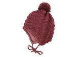 StrickmüTze Maximo, Jungen, Gr. 49, Rosa (Rosewood), Strick, Wolle, Unifarben, MüTzen StrickmüTze, Wolle, GefüTtert, Zum Binden, Mit Bommel