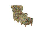 Supellex Sofia Ohrensessel Mit Hocker Design Pixel, Kariert, Bunt Fancy