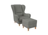 Supellex Sofia Ohrensessel Mit Hocker Design Kunstleder Milano Grau