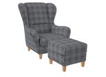 Supellex Sofia Ohrensessel Mit Hocker Design Oxford Grau