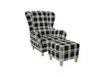 Supellex Sofia Ohrensessel Mit Hocker Design Oxford Kariert
