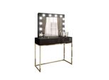 Schminktisch Blanco Mit Spiegel Und Beleuchtung Gold Chrom Schwarz Hochglanz Push Open