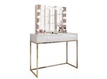 Schminktisch Blanco Elite Mit Spiegel Und Beleuchtung Gold Chrom Weiß Hochglanz Push Open