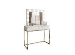 Schminktisch Blanco Mit Spiegel Und Beleuchtung Gold Chrom Weiß Hochglanz Push Open