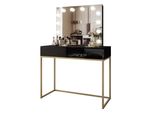 Schminktisch Blanco Gold Elite Mit Spiegel Und Beleuchtung Schwarz Hochglanz Push Open