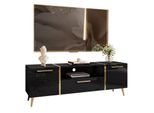 TV-ELEMENT Onyx Auf Goldenen Beinen Hochglanz 158 Cm Push Open
