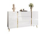 Sideboard Mit Schubladen Onyx Auf Goldenen Beinen Hochglanz 158 Cm Push Open
