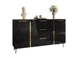 Sideboards Mit Schubladen Onyx Auf Goldenen Beinen Hochglanz 158 Cm