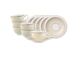 Tasse Villeroy & Boch "FrüHstüCkstassen Mit Untertassen Ivoire 310 Ml 6Er Set Weiß-Gold", Bunt (Weiß, Gold), B:18,5Cm H:9,3Cm Ø:18,5Cm, Porzellan, TrinkgefäßE, Tasse, SpüLmaschinenfest