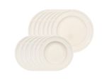 Geschirr-Set Villeroy & Boch "Tafelservice Manoir 12Er Set Weiß", Weiß, 12, Porzellan, Geschirr-Sets, Geschirr-Set, SpüLmaschinenfest, Mikrowellensicher