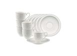 Espressotasse Villeroy & Boch "Espressotassen Mit Untertassen Gray Pearl 70 Ml 6Er Set Weiß", Weiß, B:13Cm H:7,5Cm Ø:13Cm, Porzellan, TrinkgefäßE, Espressotasse, SpüLmaschinengeeignet, Mikrowellengeeignet