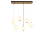 Globo Lighting LED Pendelleuchte "Ewald", Gold (Messingfarben), 6, H: 220Cm, 1 Stk., Leuchten, HäNgelampe/HäNgeleuchte/Glas Opal/HöHenverstellbar/Messingfarben, LED Pendelleuchte