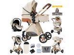 SDBABY Kombikinderwagen 3 in 1, faltbar, Kunstleder, Zubehör-Set